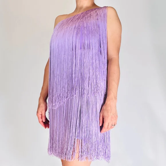 No Pise La Grama Por Daniela Panaro Dress 4 Lavender Purple Fringe One Shoulder